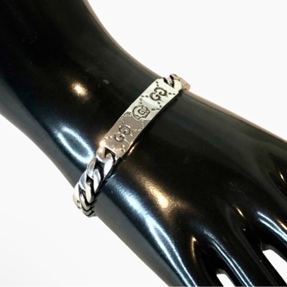 GUCCI Ghost GG Chain Link Sterling Silver 925 Bracelet Sz 20 NIB - Picture 10 of 17